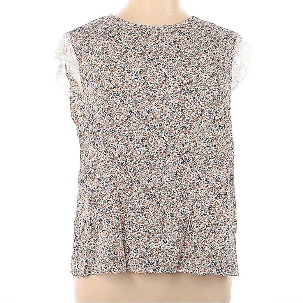 SHEIN Floral Lace Sleeve Women's Peplum Top